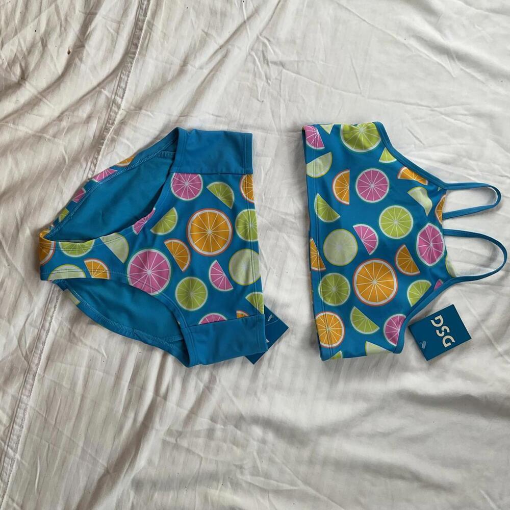 DSG Girls Two-Piece Citrus Print Swimsuit Size Large  Youth